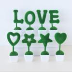 Love decoration Green artificial plant letter decor love/heart/star design table