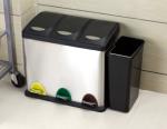 24L Three Compartment Indoor Trash Can Foot Pedal Waste bin Ashcan