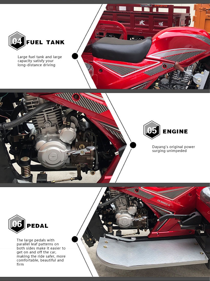Standard Size Motorized Tricycles 800kg Loading Capacity for Your Business Needs