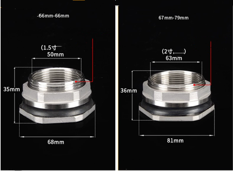 Stainless Steel 1/2" Equal Bulkhead Water Tank Connector for Long-Lasting Water Connections in Industrial Applications