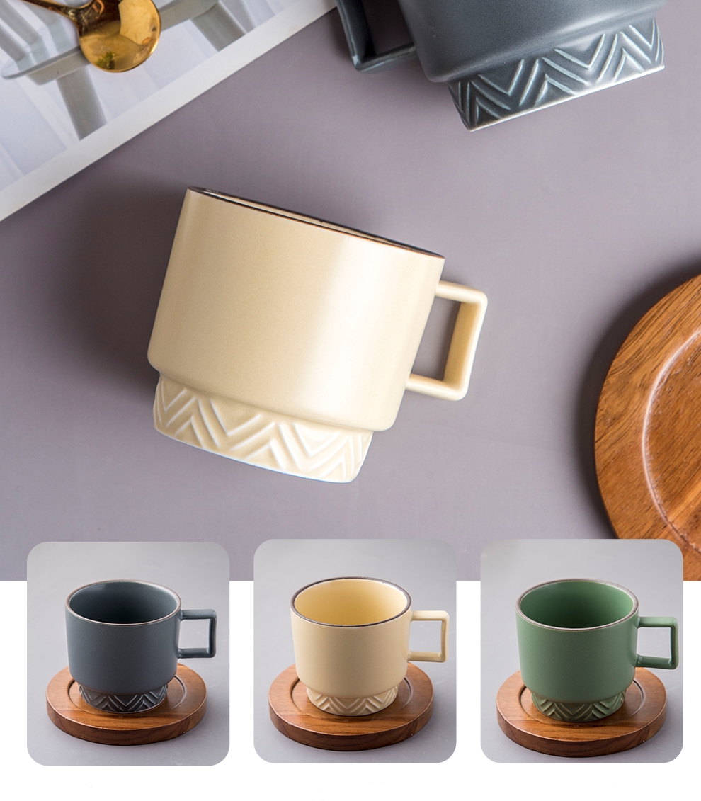Color Glaze Vintage Coffee Mug Set 6 Ceramic Mug Cup Coffee Retro Stoneware Stack Cup