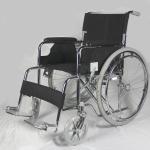Chromed Frame Folding Steel Wheelchair With Double Cross Bar