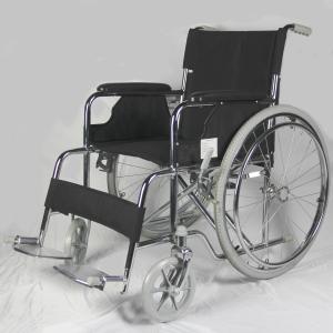 Quality Chromed Frame Folding Steel Wheelchair With Double Cross Bar wholesale