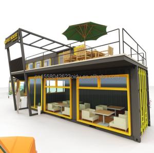 Quality Outdoor Restaurant Cafe Bar Container House 40FT Modern Design with Galvanized Steel Square Tubes wholesale