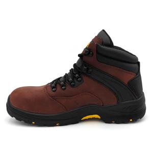 Quality Brown Crazy Horse Leather Shoes Industrial Protective Safety Boots S3 wholesale