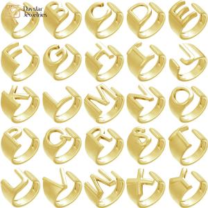 Quality Gold Plated Adjustable Initial Letter Ring Custom Alphabet Chunky Jewelry wholesale