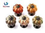 Colorful Pumpken Shape Ceramic Cupboard Door Knobs Porcelain Antique Bronze
