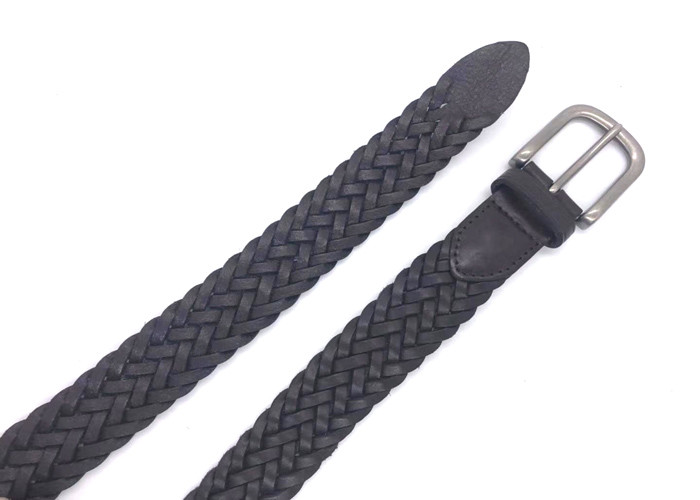 Mens Business Casual Cow Leather Bradied Belt Without Holes