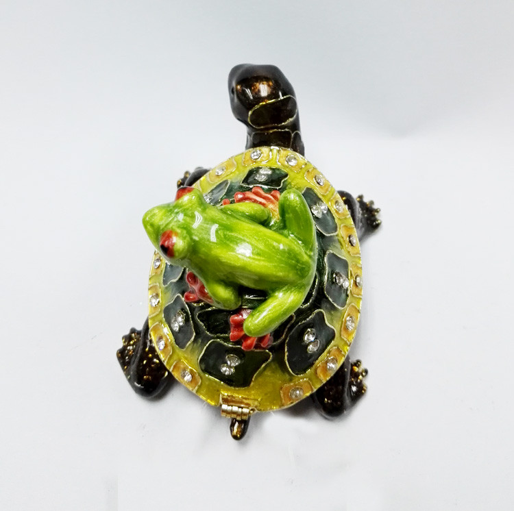 Fashion enamelled metal turtle jewelry box with turtle trinket box