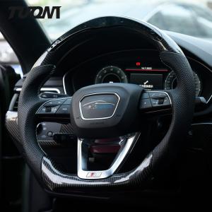 Quality Black Perforated Leather Audi Carbon Fiber Steering Wheel LED Display wholesale