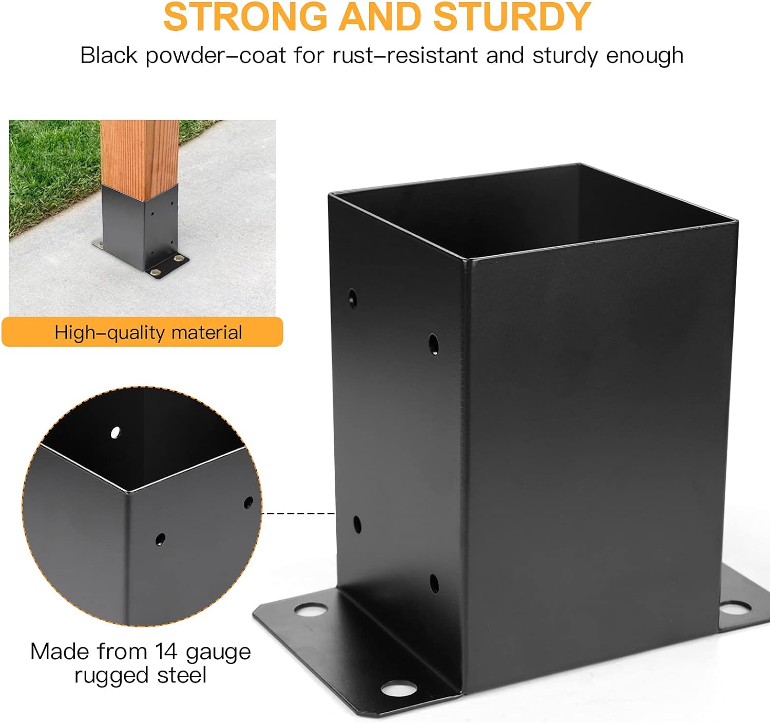 Log Cabin Outdoor Post Brackets in Steel with ROHS Certificate and Powder Coating