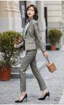 Fashion Slim Striped Suit for Women Autumn Office Lady Business Blazer Coat Plus