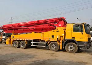 Quality Refurbished 140m3/H 600L Barrel Concrete Boom Pump Truck Orange Four Axle wholesale