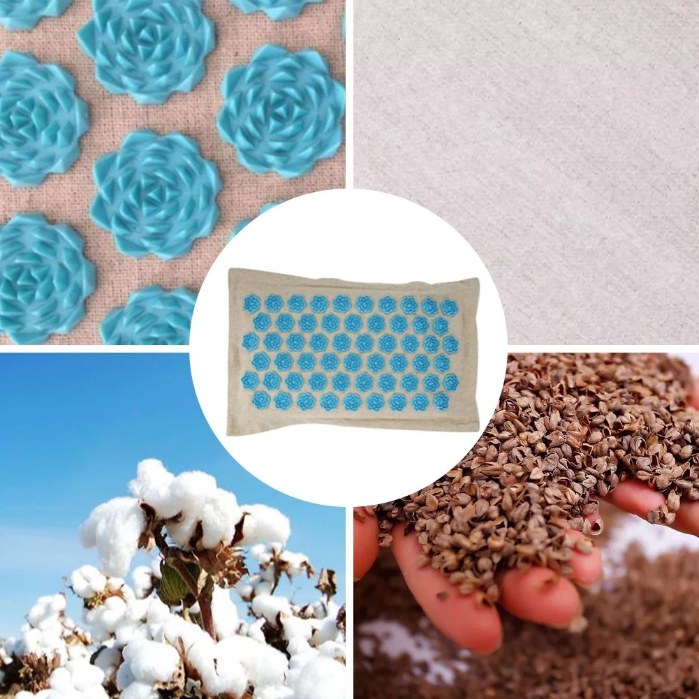 Organic Linen Acupressure Mat Yoga Meditation Mat With Pillow Increase Blood Flow Neck Back Pain Relief