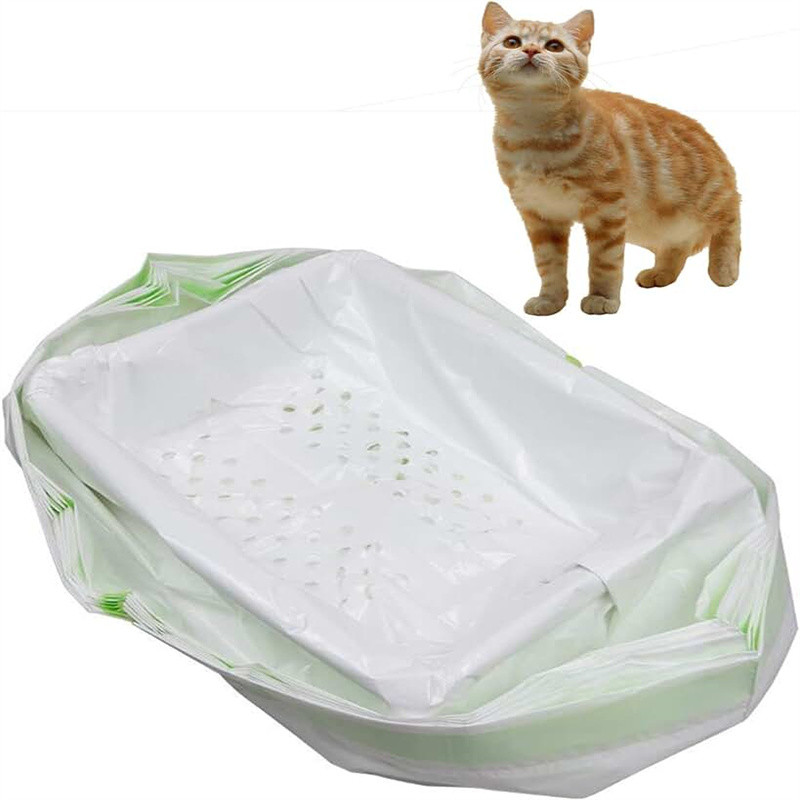 Portable Biodegradable Cat Litter Tray Bags Printed Custom Plastic Liner Eco Friendly Roll