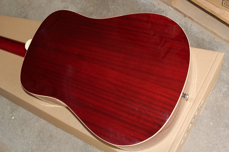 Factory custom 41'' Hummingbird 20 frets rounded corner cherry sunburst folk acoustic guitar
