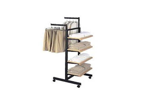 Recyclable Metal Garment Display Stand Floor Standing 450MM Width For Retail