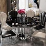 Round Dining Room Stainless Steel Marble Tables Customized Color