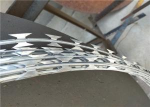 Quality Concertina Razor Barbed Wire , 304 Stainless Steel Razor Wire Army Security Barriers wholesale