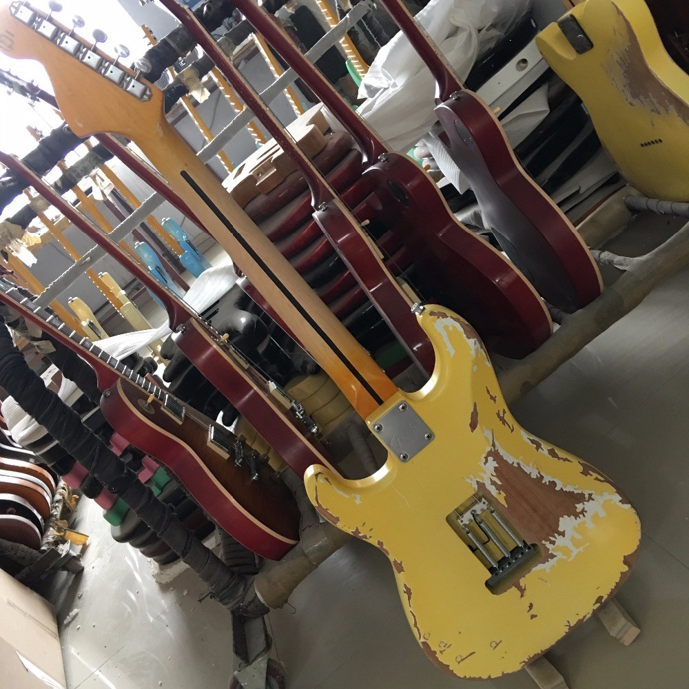 Maple scalloped fingerboard relic classical st electric guitar,handmade aged st guitar
