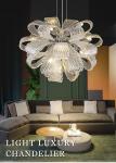 Luxury Glass Chandelier For Living Room Led Modern Home Decor Flower Chandeleir