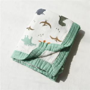 Quality Reactive Printing Tummy Time Blanket Fashionable Reusable Newborn Muslin Wraps wholesale