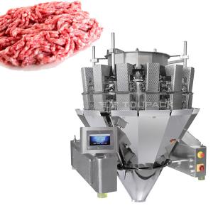 Quality 14 Head Screw Weigher 2.0KW 410kg Minced Pork Fresh Meat Weighing And Packing Machine wholesale