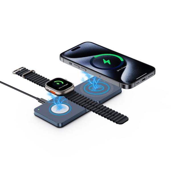 Compact Foldable 2 In 1 Wireless Travel Charger Protection Charging Distance