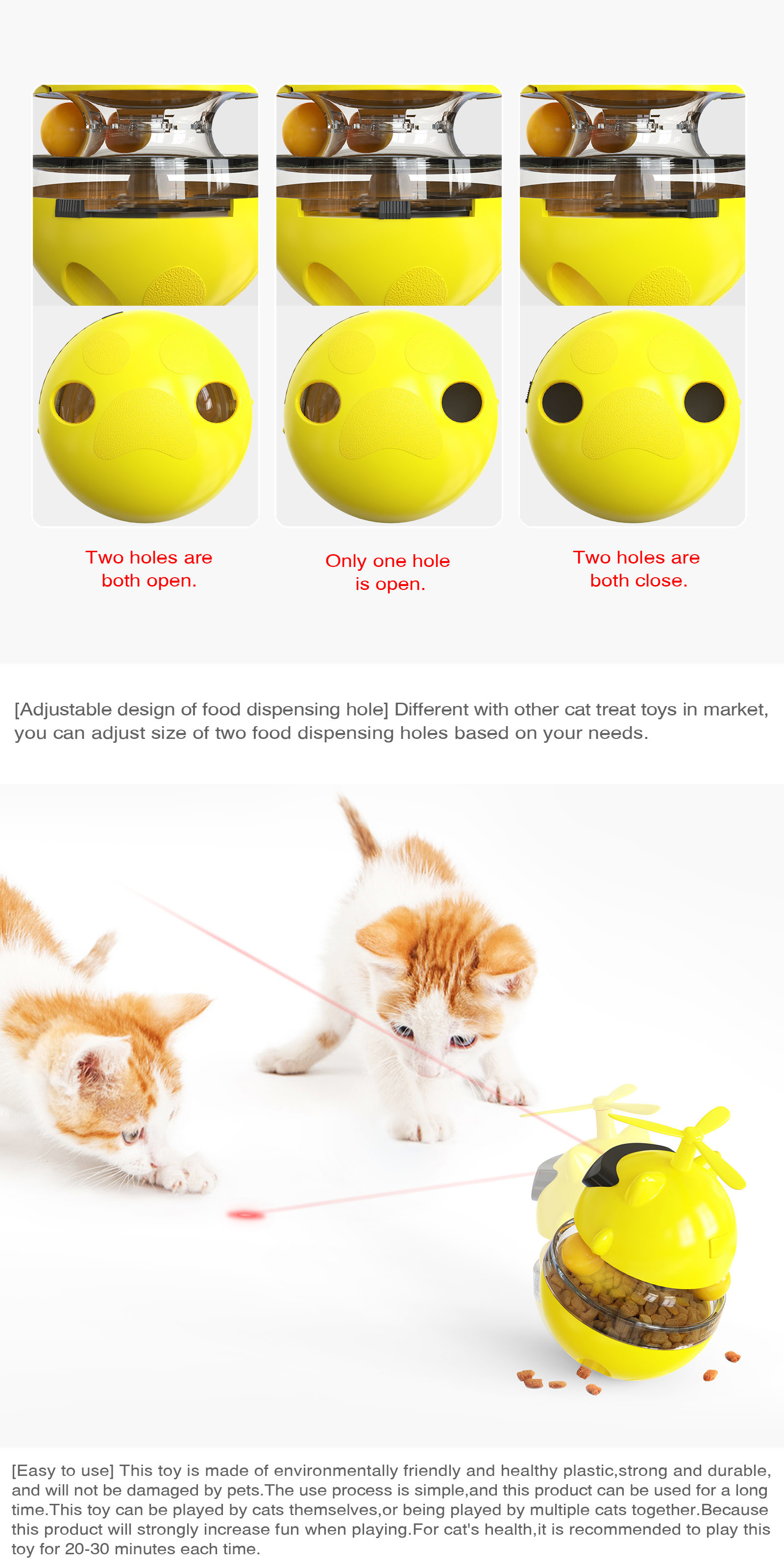 Electric Cat Treat Dispenser Toy / ABS Rechargeable Tumbler Pet Toy ODM