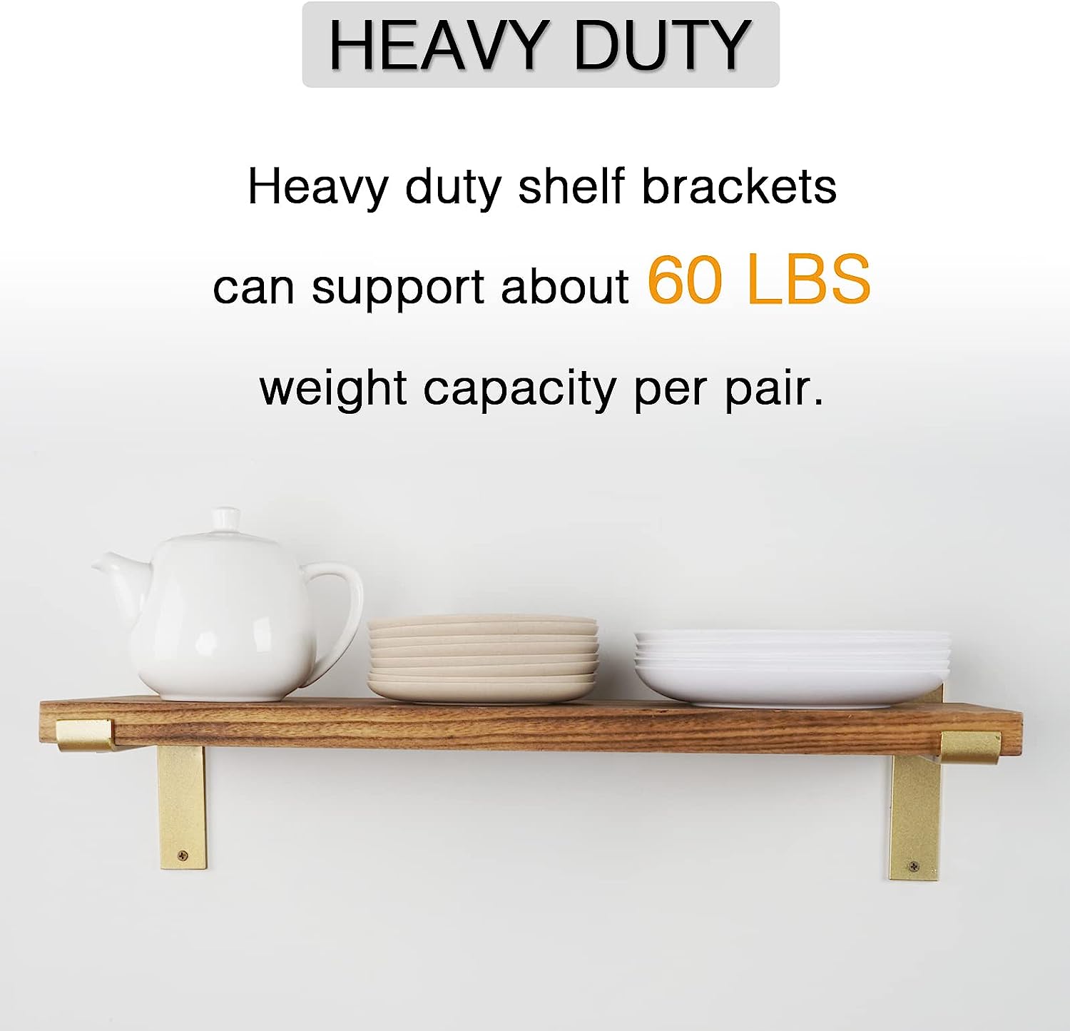 Industrial Metal Shelf Support with Lip for Wooden Boards Heavy Duty T Brackets 6inch