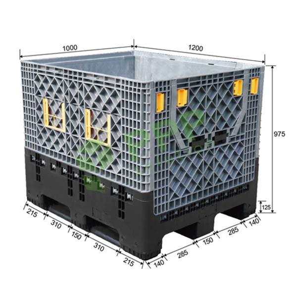 Heavy Duty Plastic Folding Large Container 1200x1000x975mm For Automotive