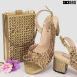 New OEM Ladies fashion Italian shoes matching bag set African women party shoe