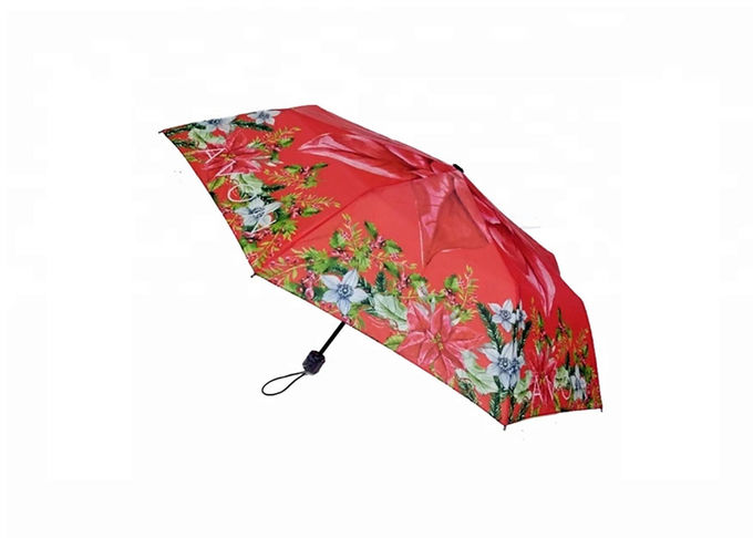 Flower 21 Inch Foldable Umbrella 8 Ribs Rubber / Plastic Handle Strong Sturdy