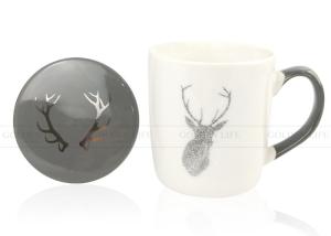Quality White Gold Elk Personalized Ceramic Mugs Environmental Protection Packing wholesale