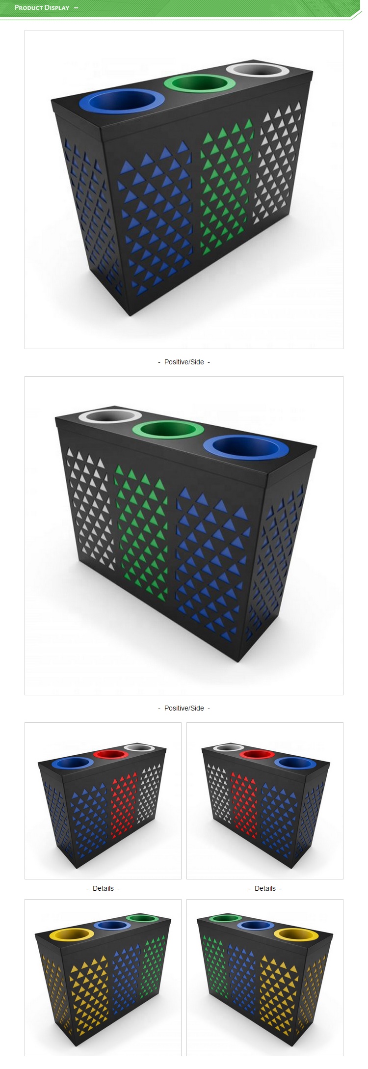 ISO14001 Certificate Supermarket 20gal Metal Recycling Bin