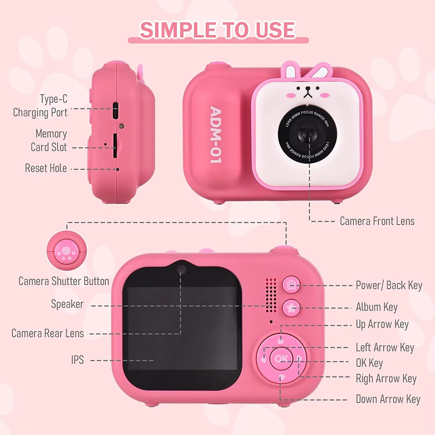S11 48MP Dual Digital Video Camera 2.4inch IPS Photo Cartoon Design Filter