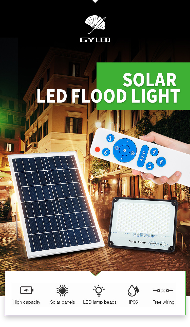 Medium ROHS 6500K 80Ra 200watts Solar LED Flood Lights
