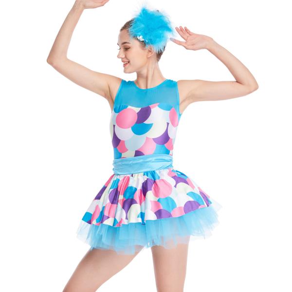 Bubble Prints Competition Dance Wear Sleeveless Bodice Knee Length jazz dance
