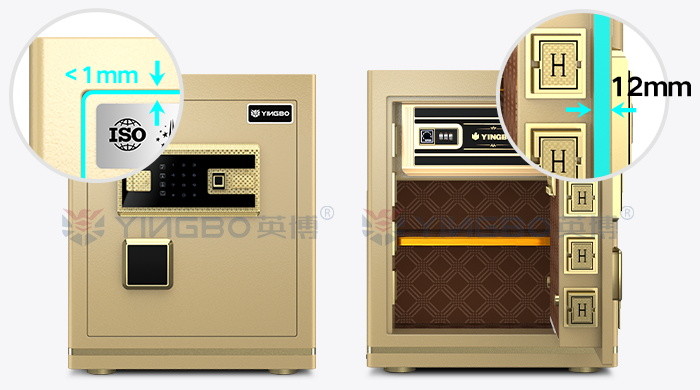H450mm Gold Office Lock Box Fingerprint Lock+Password+Key