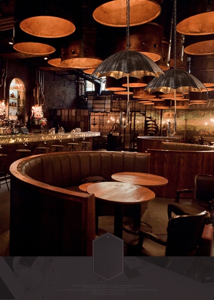 Retro creative umbrella lamp wind industrial loft do the old wrought iron chandelier（WH-VP-148)