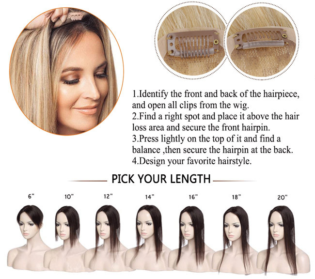 Natural Real Remy Mono Thin Women'S Toupee Wigs Human Hair With Bangs