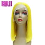 Short Bob Wigs Swiss Lace with Baby Hair Yellow