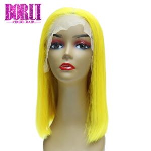 Quality Short Bob Wigs Swiss Lace with Baby Hair Yellow wholesale