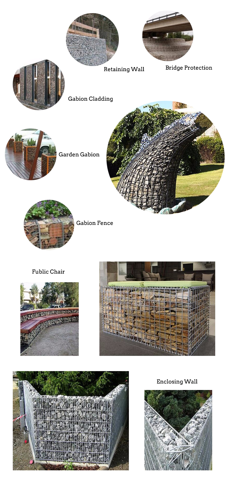 Bending Gabion Fence System / Box Retaining Wall 1*1*0.5m