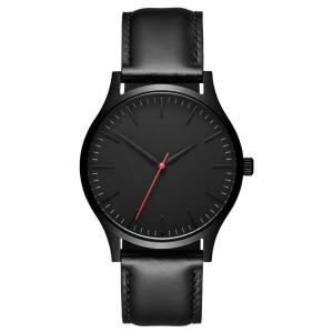 Quality Matte Mens Stainless Steel Black Watch Leather Band Thickness 7m wholesale