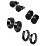 Unisex Black Color Stainless Steel Piercing Earring For Women Men Punk Gothic