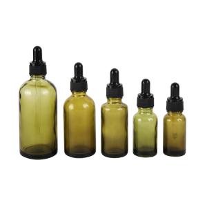 Quality Olive Green Glass Tincture Bottles Essential Oil Glass Dropper Bottles 5ml 10ml 15ml 20ml 30ml wholesale