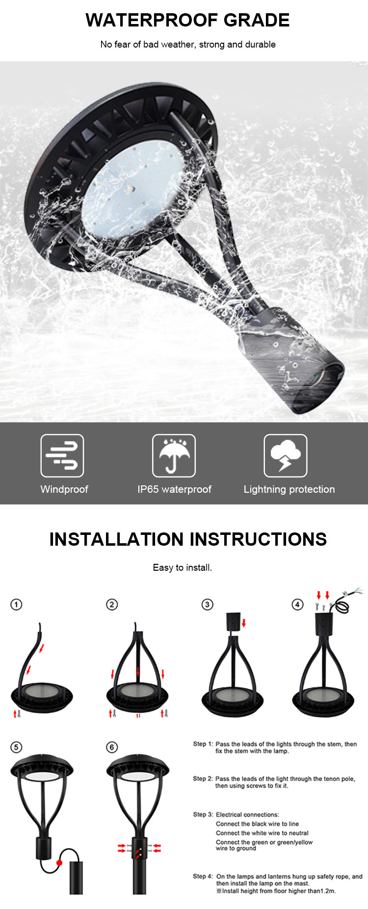 High Brightness SMD 3030 LED Solar Lights With Outdoor Sensor