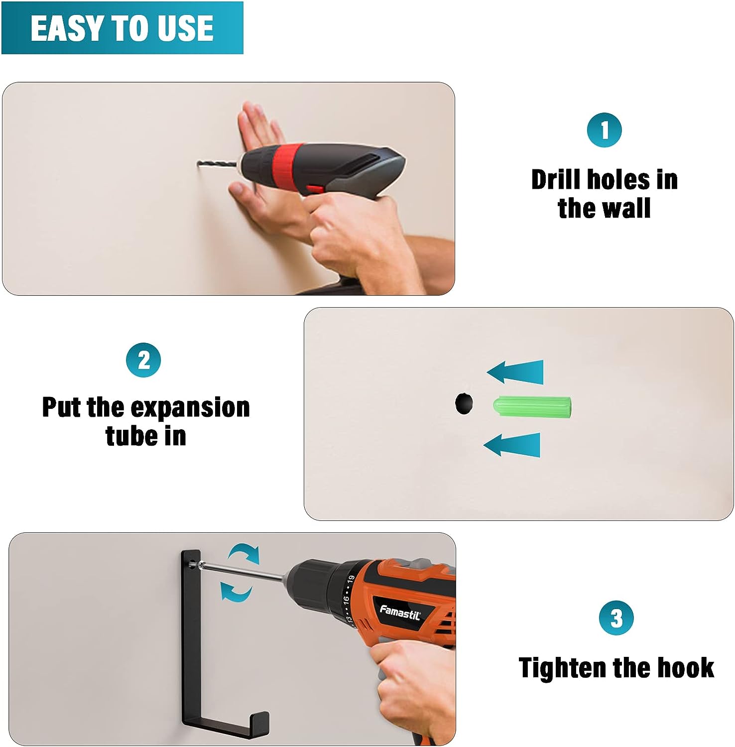 Wall Hooks for Multifunctional Hanging Shelf Heavy Duty Mounted Clothing Organizer