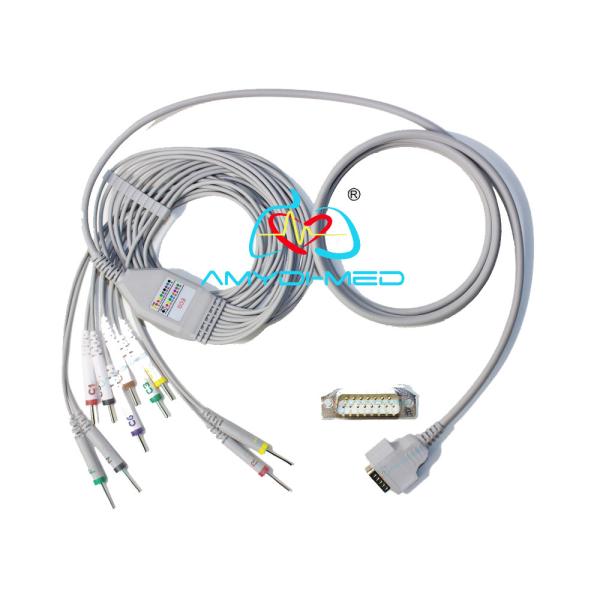 Medical Accessories EKG Cables DB15P 10 Lead Din AHA Standard For GE Patient